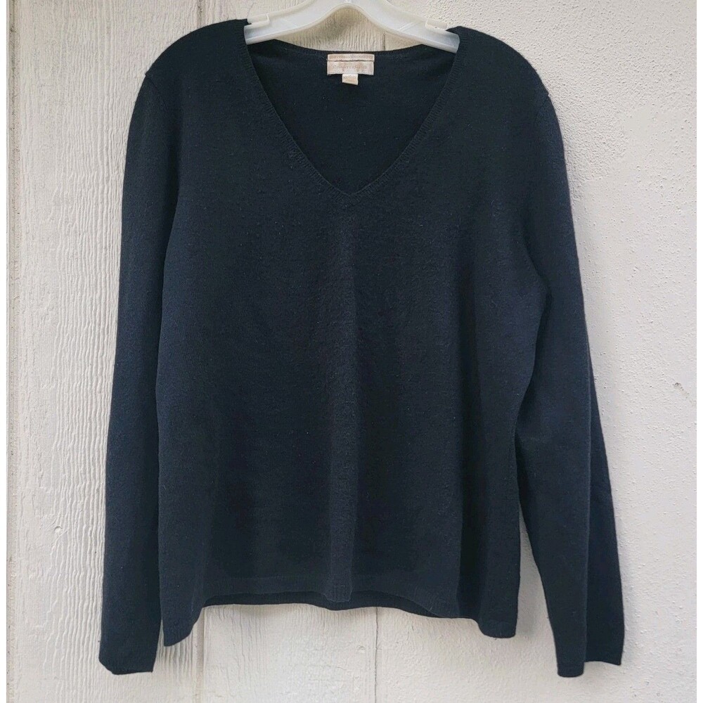 Charter Club 100% Cashmere Blk VNeck Sweater Wmns XL Cozy Soft